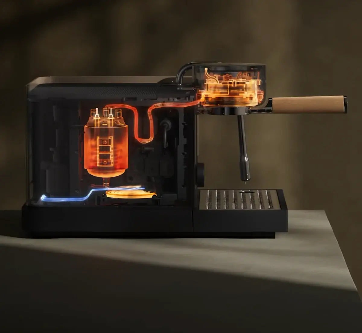 Fellow Espresso Series 1 inside showing the Boosted Boiler™ Architecture in illustration picture vellutte.eu