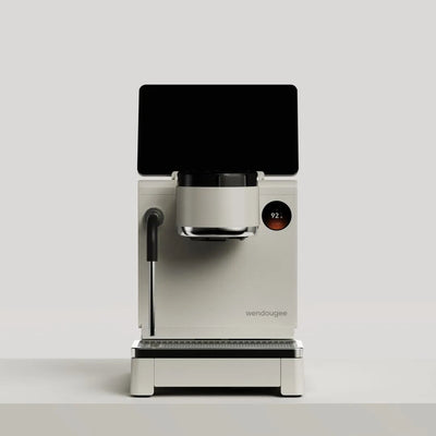 Wendougee LITA BA in white, front view, Intelligent Disc visible on group head