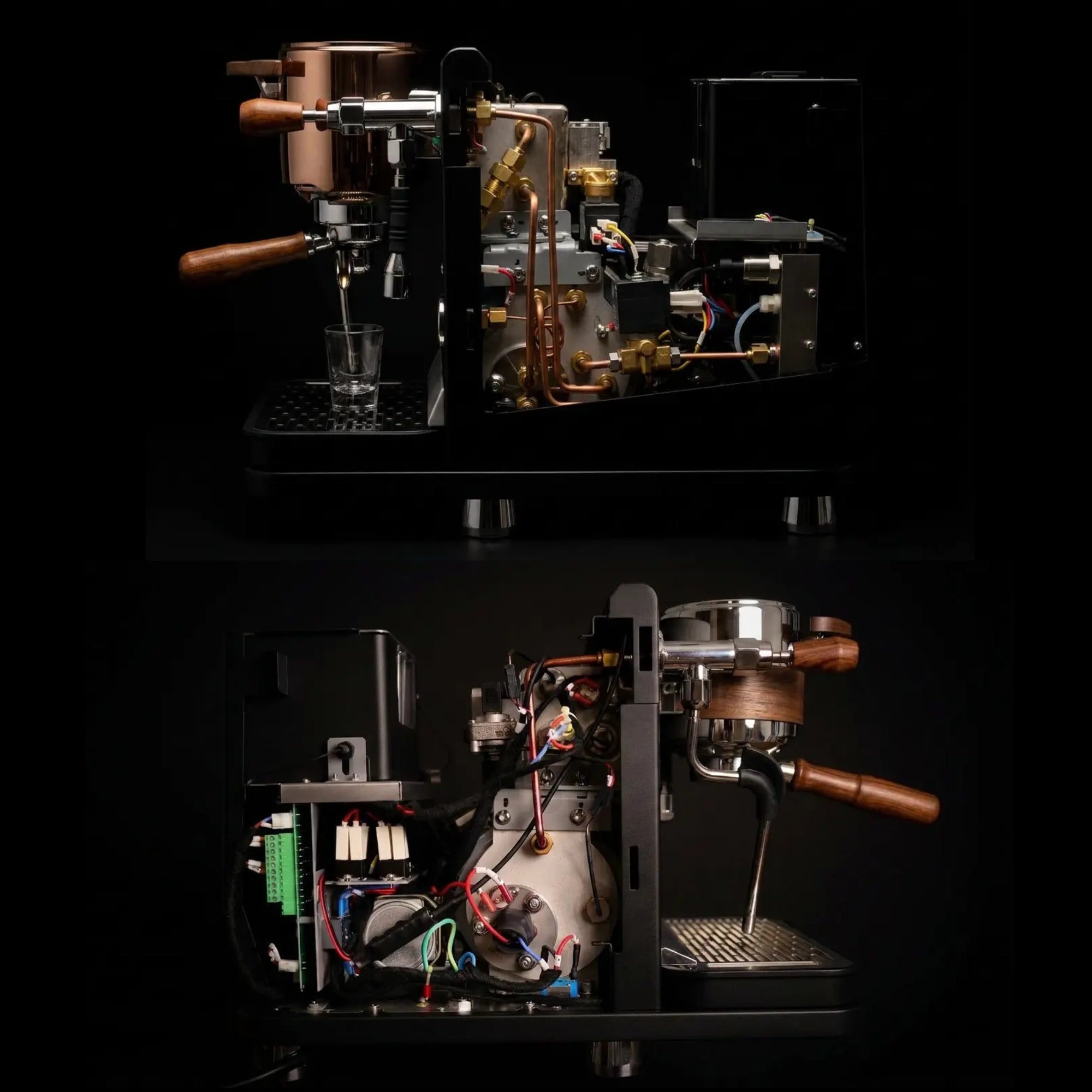 the Wendougee DATA S  robust build quality and the inside of the machine from both sides and a copper pipes and the boilers, and shows that extreme precision of engineering that went into design designing and building the machine vellutto.eu